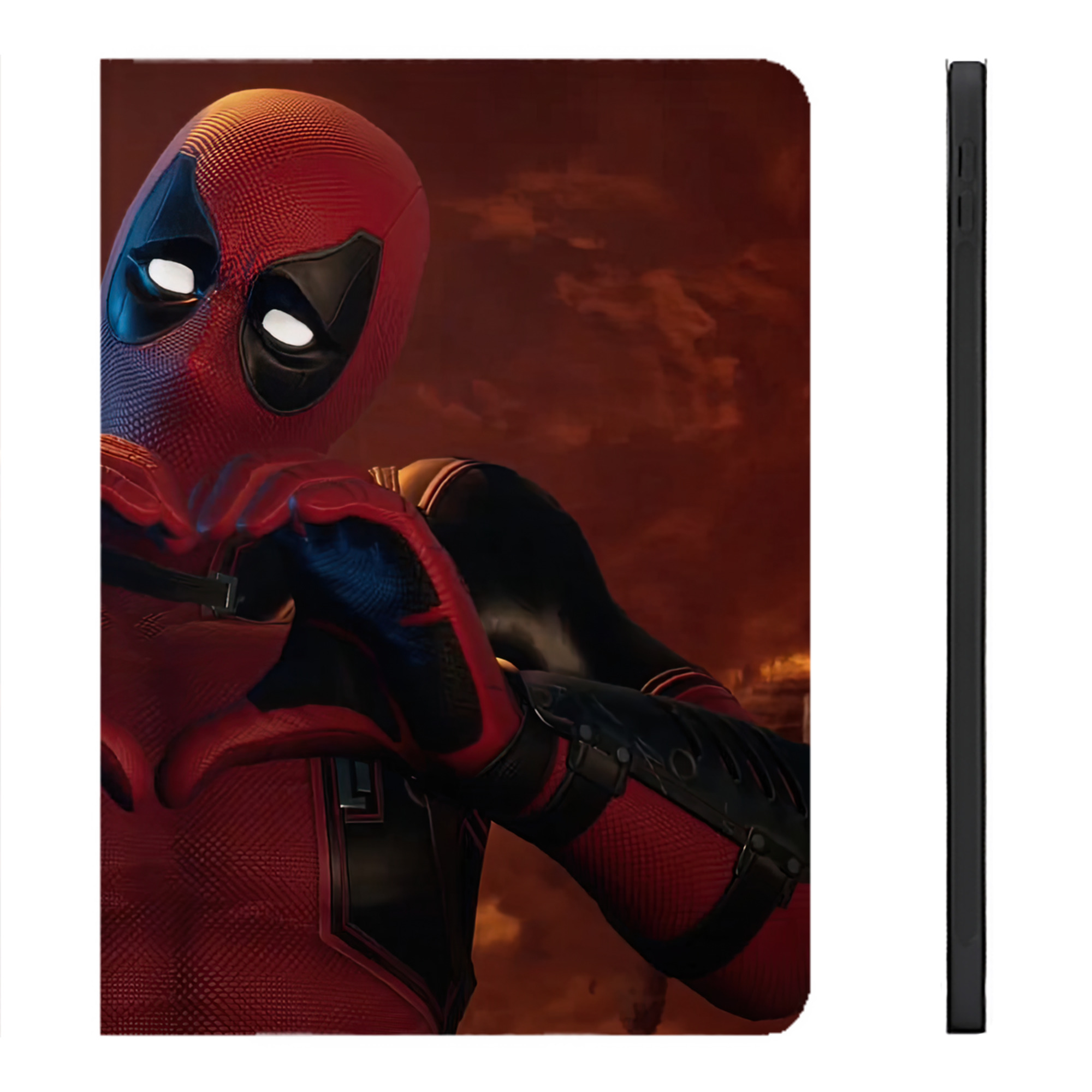（画像用） Deadpool デッドプール IPadケース ペンホルダー付き ブックスタイルデザイン